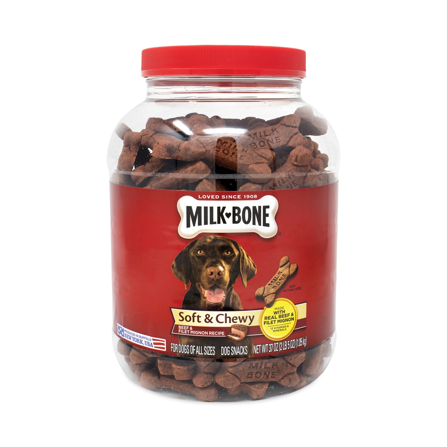 Milk-Bone Soft and Chewy Beef Dog Treats, 2 lb, 5 oz Tub (22000664)