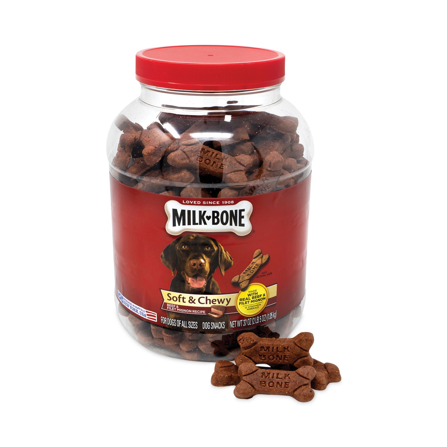 Milk-Bone Soft and Chewy Beef Dog Treats, 2 lb, 5 oz Tub (22000664)