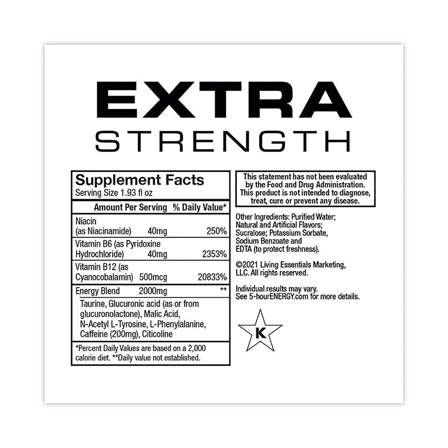 5-hour ENERGY Extra Strength Energy Drink, Berry, 1.93 oz Bottle, 24/Carton (22000631)