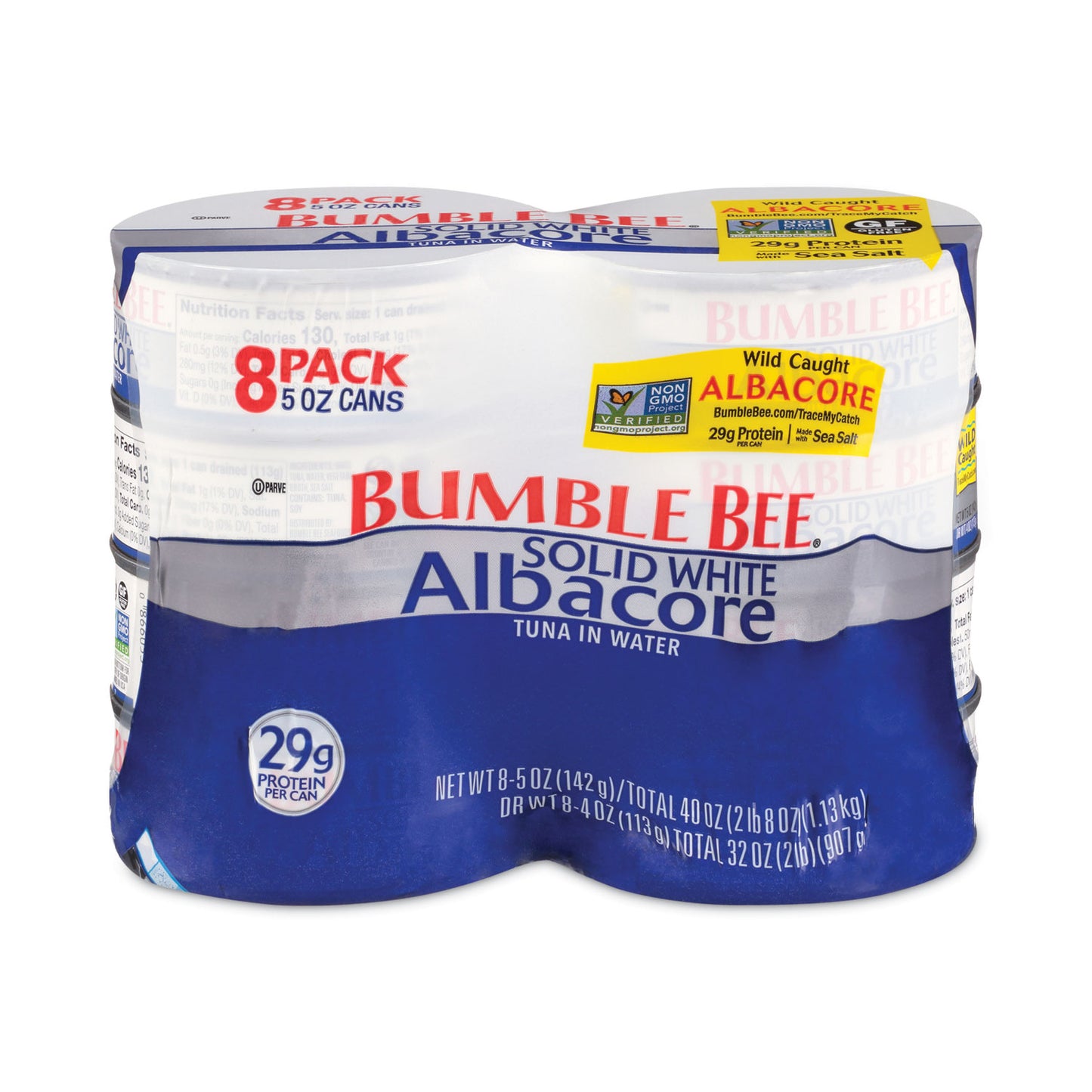 Bumble Bee Solid White Albacore Tuna in Water, 5 oz Can, 8/Pack (22000701)