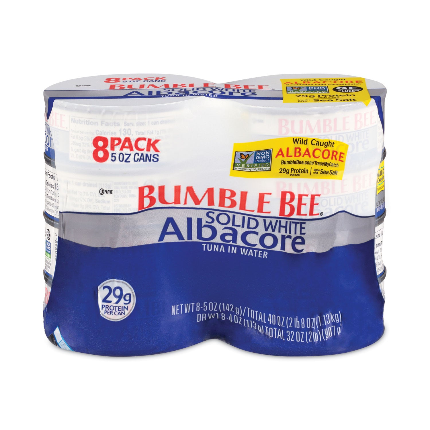 Bumble Bee Solid White Albacore Tuna in Water, 5 oz Can, 8/Pack (22000701)