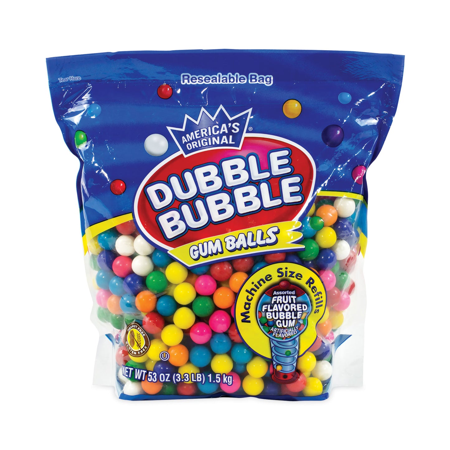 Dubble Bubble Original Gum Balls, 3.3 lb Bag, Assorted Flavors (22000491)