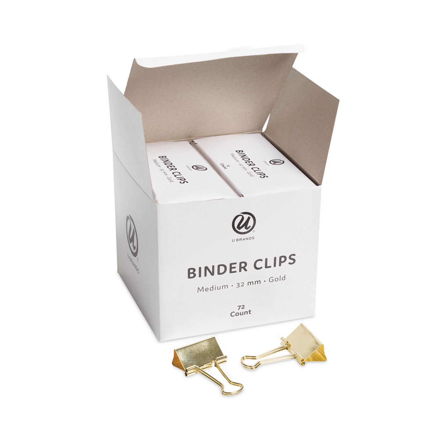 U Brands Binder Clips, Medium, Gold, 72/Pack (3600U0624)