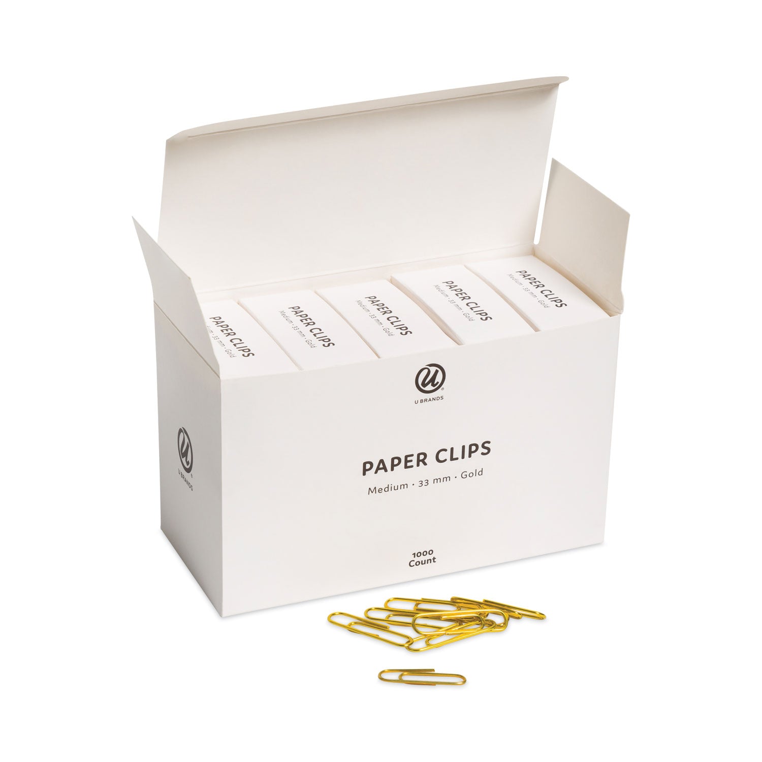 U Brands Paper Clips, Medium, Vinyl-Coated, Gold, 200 Clips/Box, 5 Boxes/Pack (3619U0624)