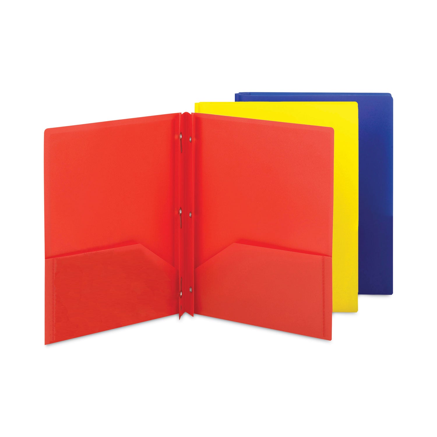 Smead Poly Two-Pocket Folder with Fasteners, 130-Sheet Capacity, 11 x 8.5, Assorted, 6/Pack (87746)