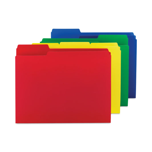 Smead Top Tab Poly Colored File Folders, 1/3-Cut Tabs: Assorted, Letter Size, 0.75" Expansion, Assorted Colors,12/Pack (10505)