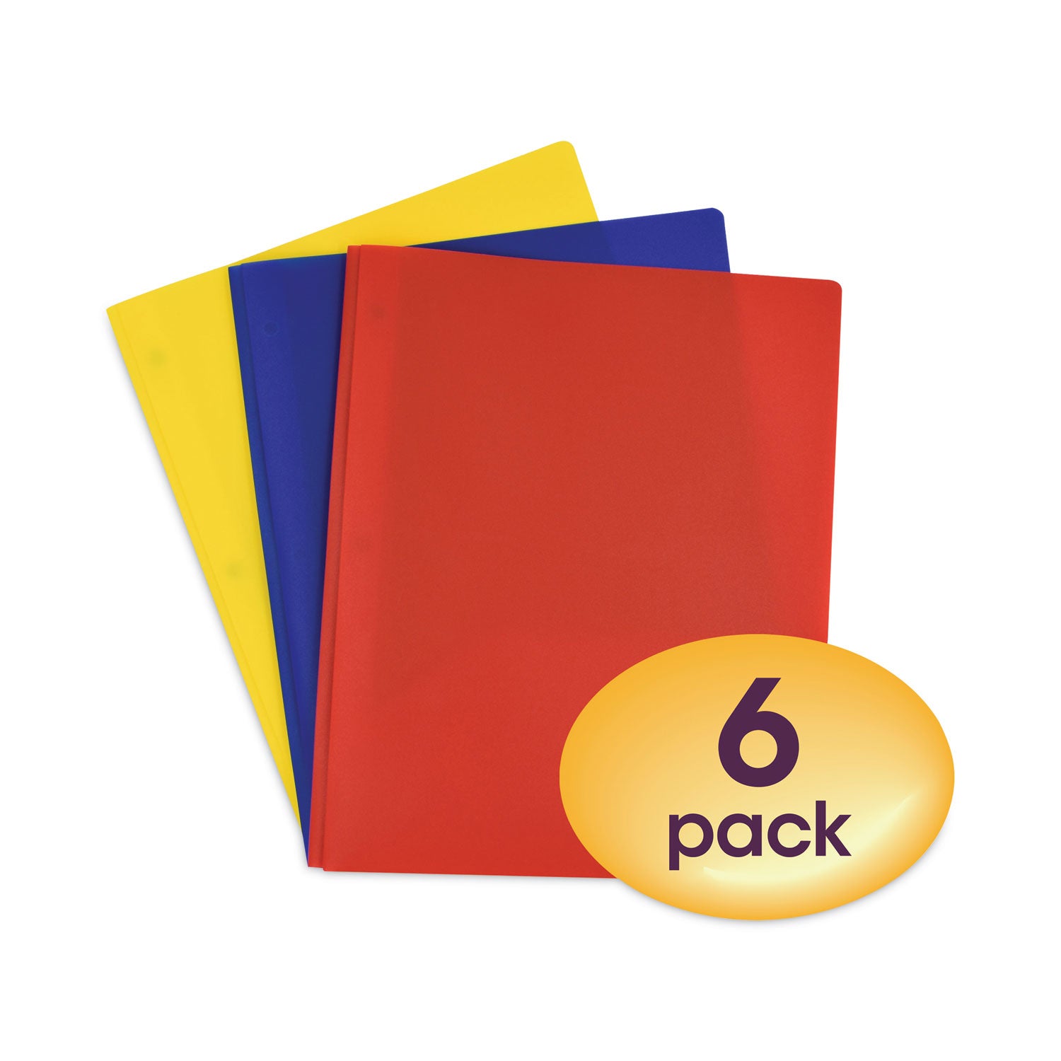 Smead Poly Two-Pocket Folder with Fasteners, 130-Sheet Capacity, 11 x 8.5, Assorted, 6/Pack (87746)