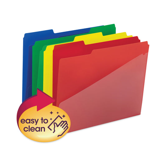 Smead Poly Colored File Folders With Slash Pocket, 1/3-Cut Tabs: Assorted, Letter Size, 0.75" Expansion, Assorted Colors, 12/Pack (10541)