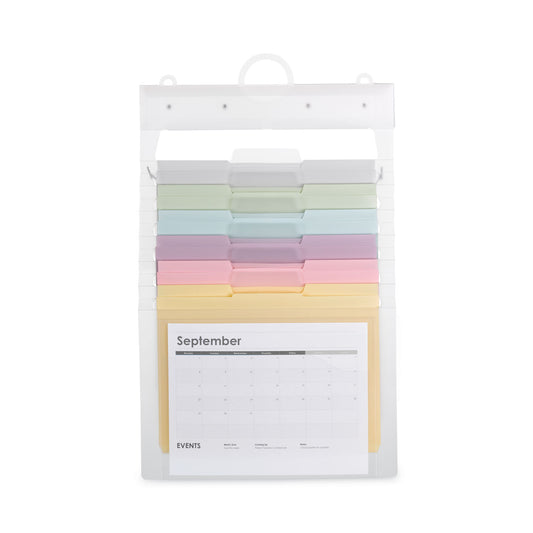 Smead Cascading Wall Organizer, 6 Sections, Letter Size, 14.25" x 24.25", Blue, Clear, Gray, Green, Orange, Pink, Purple (92064)