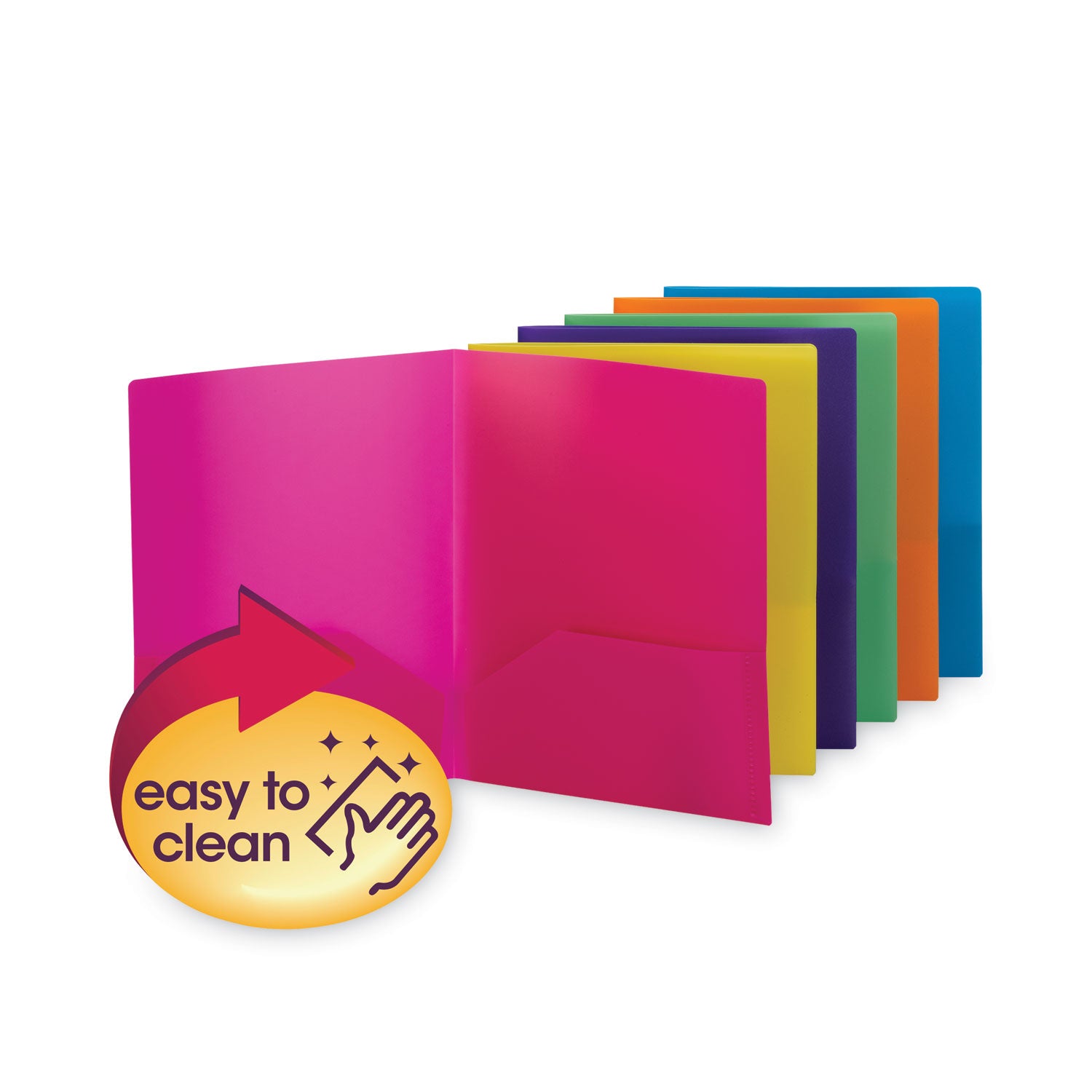 Smead Poly Two-Pocket Folders, 100-Sheet Capacity, 11 x 8.5, Assorted, 6/Pack (87761)