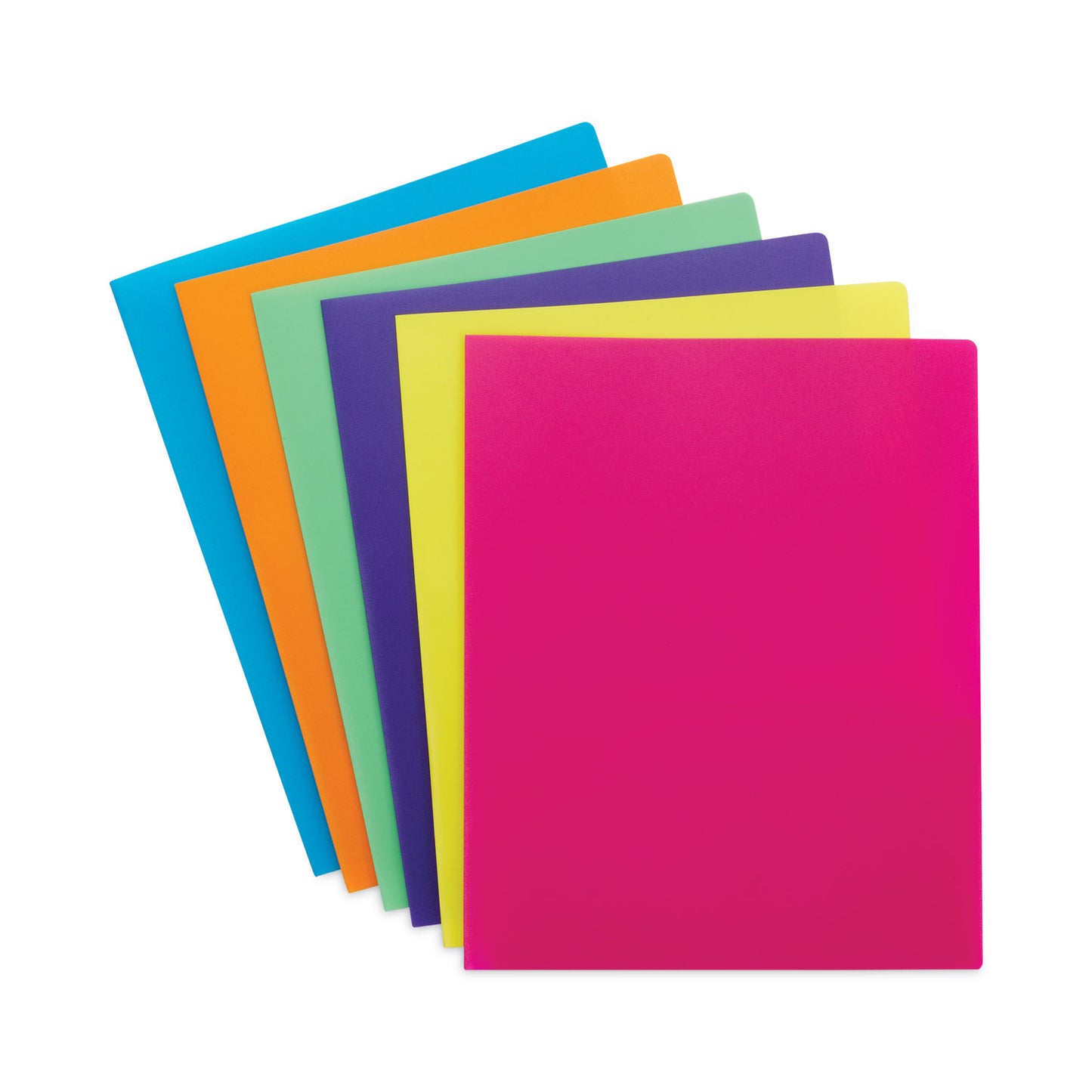 Smead Poly Two-Pocket Folders, 100-Sheet Capacity, 11 x 8.5, Assorted, 6/Pack (87761)