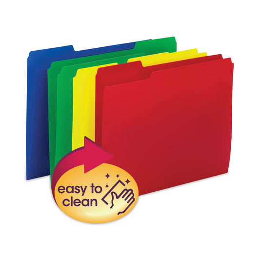 Smead Top Tab Poly Colored File Folders, 1/3-Cut Tabs: Assorted, Letter Size, 0.75" Expansion, Assorted Colors,12/Pack (10505)