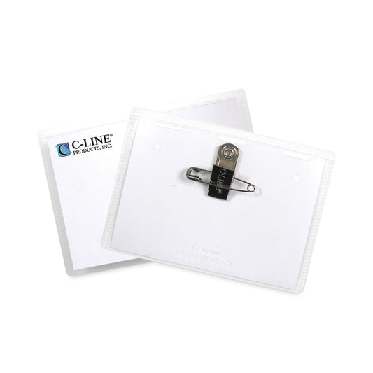 C-Line Name Badge Kits, Top Load, 4 x 3, Clear, Combo Clip/Pin, 50/Box (95743)