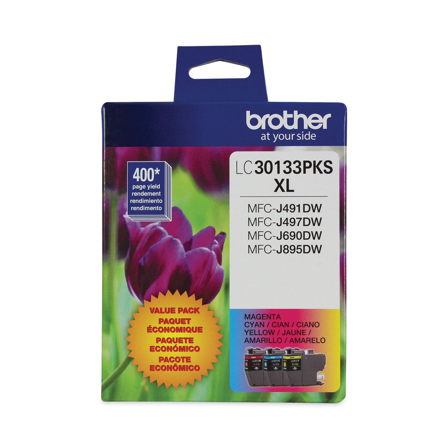 Brother LC30133PKS High-Yield Ink, 400 Page-Yield, Cyan/Magenta/Yellow