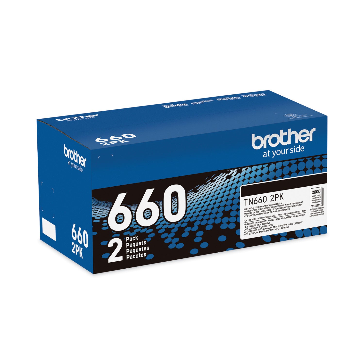 Brother TN6602PK High-Yield Toner, 2,600 Page-Yield, Black, 2/Pack