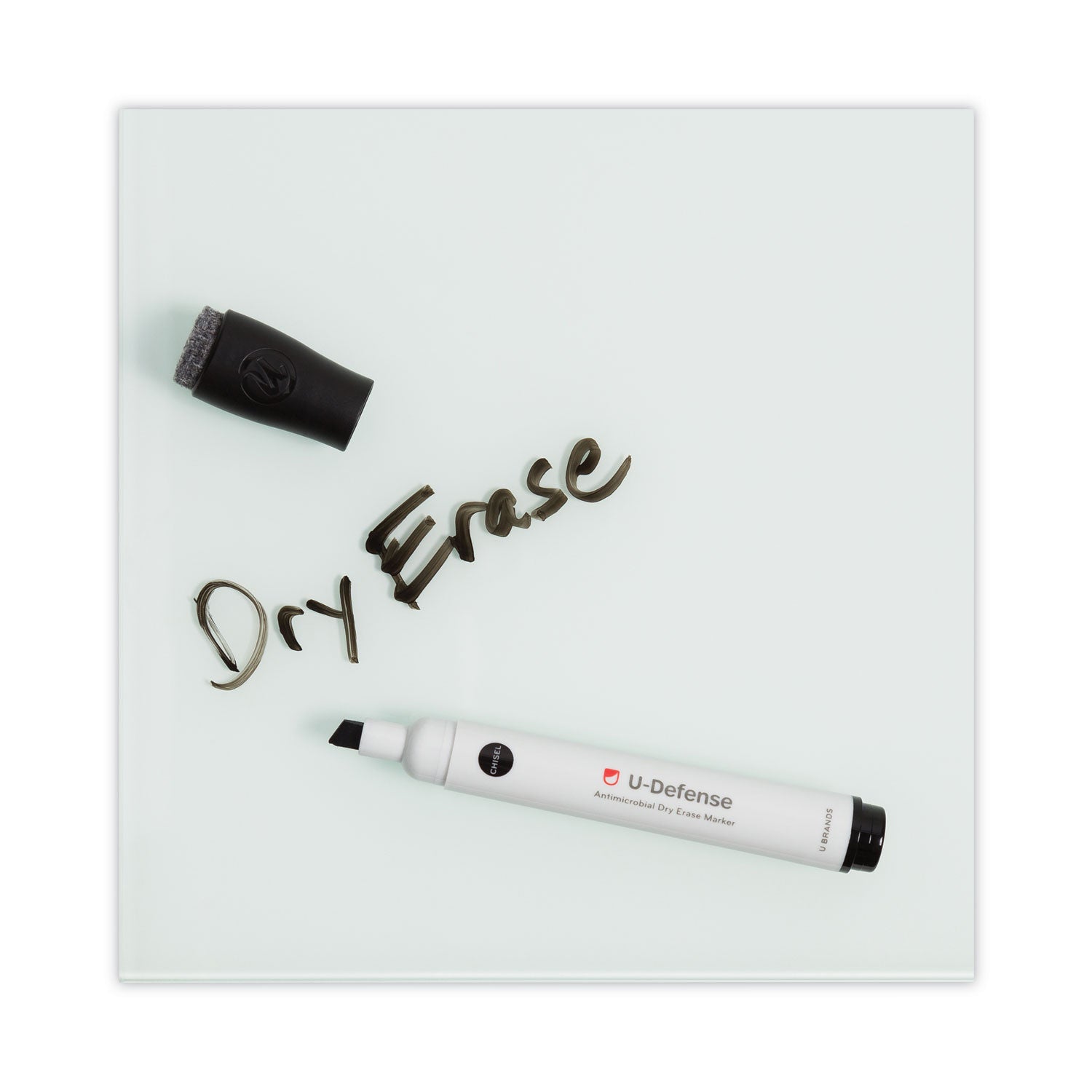 U Brands U-Defense Antimicrobial Dry-Erase Markers, Broad Chisel Tip, Black, 12/Pack (3284U0012)