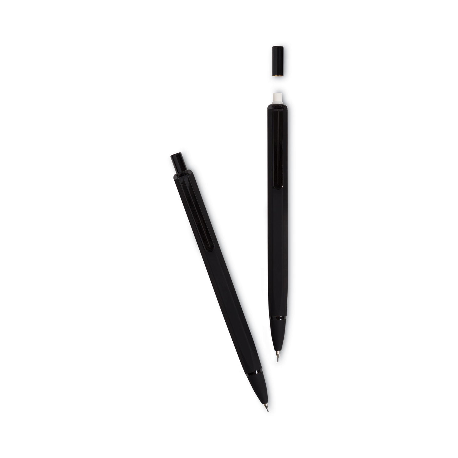 U Brands Cambria Soft Touch Mechanical Pencil, 0.7 mm, HB (#2), Black Lead, Black Barrel, 12/Pack (5008U0124)