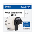 Brother Continuous Paper Label Tape, 2.4" x 100 ft Roll, White (DK2205)