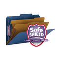 Smead Six-Section Pressboard Top Tab Classification Folders, Six SafeSHIELD Fasteners, 2 Dividers, Legal Size, Dark Blue, 10/Box (19035)