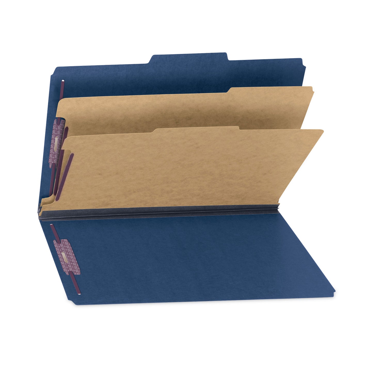 Smead Six-Section Pressboard Top Tab Classification Folders, Six SafeSHIELD Fasteners, 2 Dividers, Legal Size, Dark Blue, 10/Box (19035)