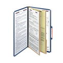 Smead Six-Section Pressboard Top Tab Classification Folders, Six SafeSHIELD Fasteners, 2 Dividers, Legal Size, Dark Blue, 10/Box (19035)