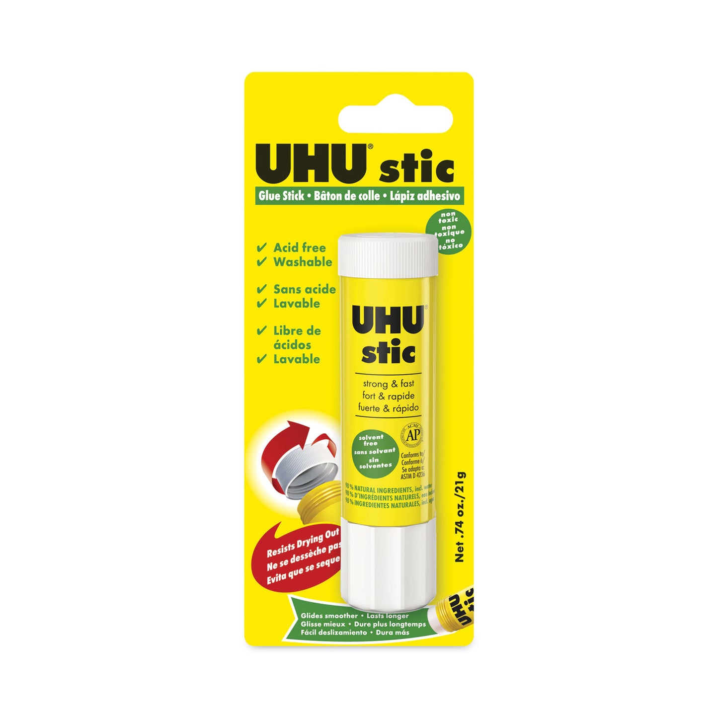 UHU Stic Permanent Glue Stick, 0.74 oz, Dries Clear (99649)