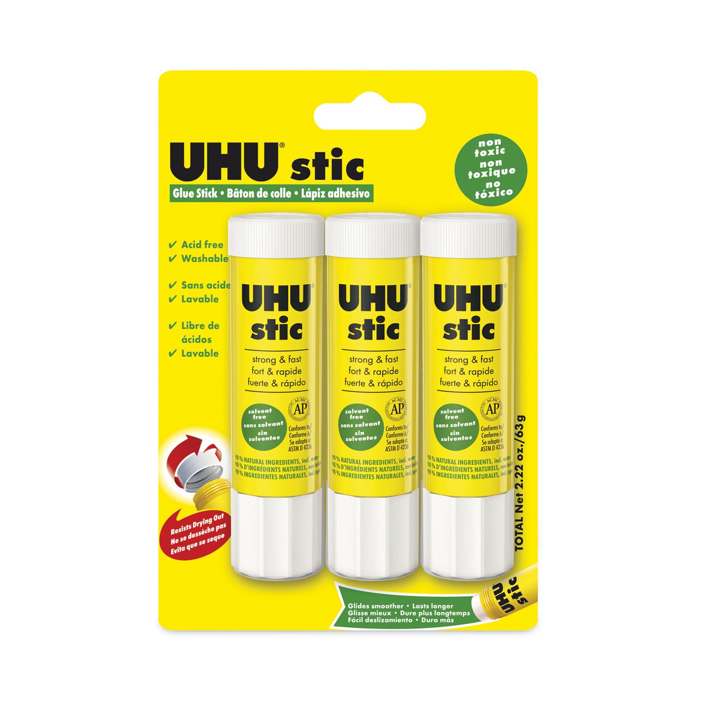 UHU Stic Permanent Glue Stick, 0.74 oz, Dries Clear (99649)