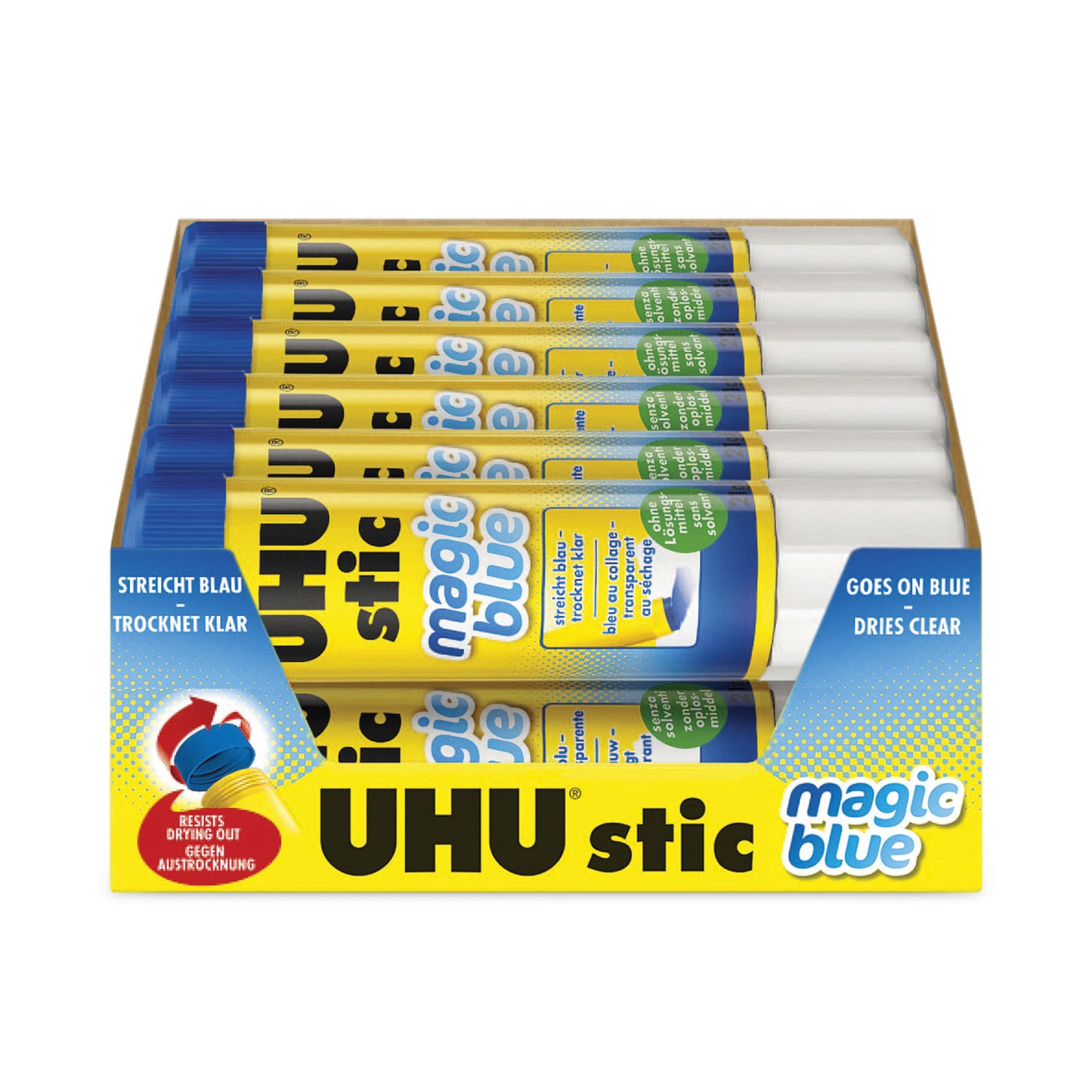 UHU Stic Permanent Glue Stick, 1.41 oz, Applies Blue, Dries Clear (99653)