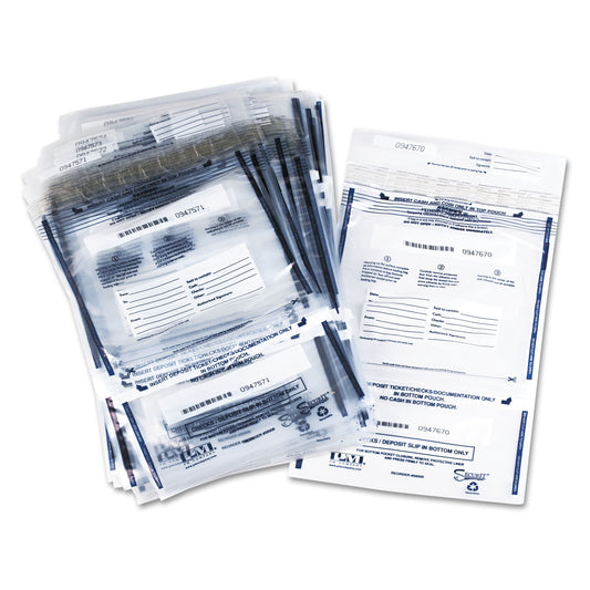 ICONEX Clear Dual Deposit Bags, Tamper Evident, Plastic, 11 x 15, Clear, 100/Pack (94190071)