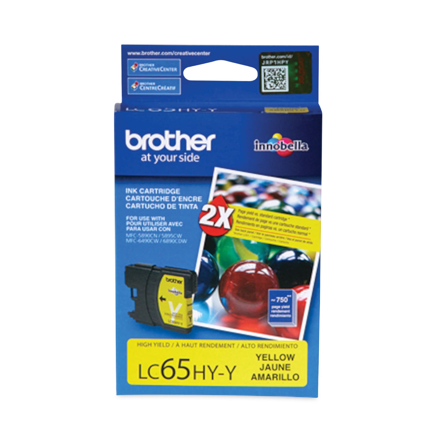 Brother LC65HYY Innobella High-Yield Ink, 750 Page-Yield, Yellow