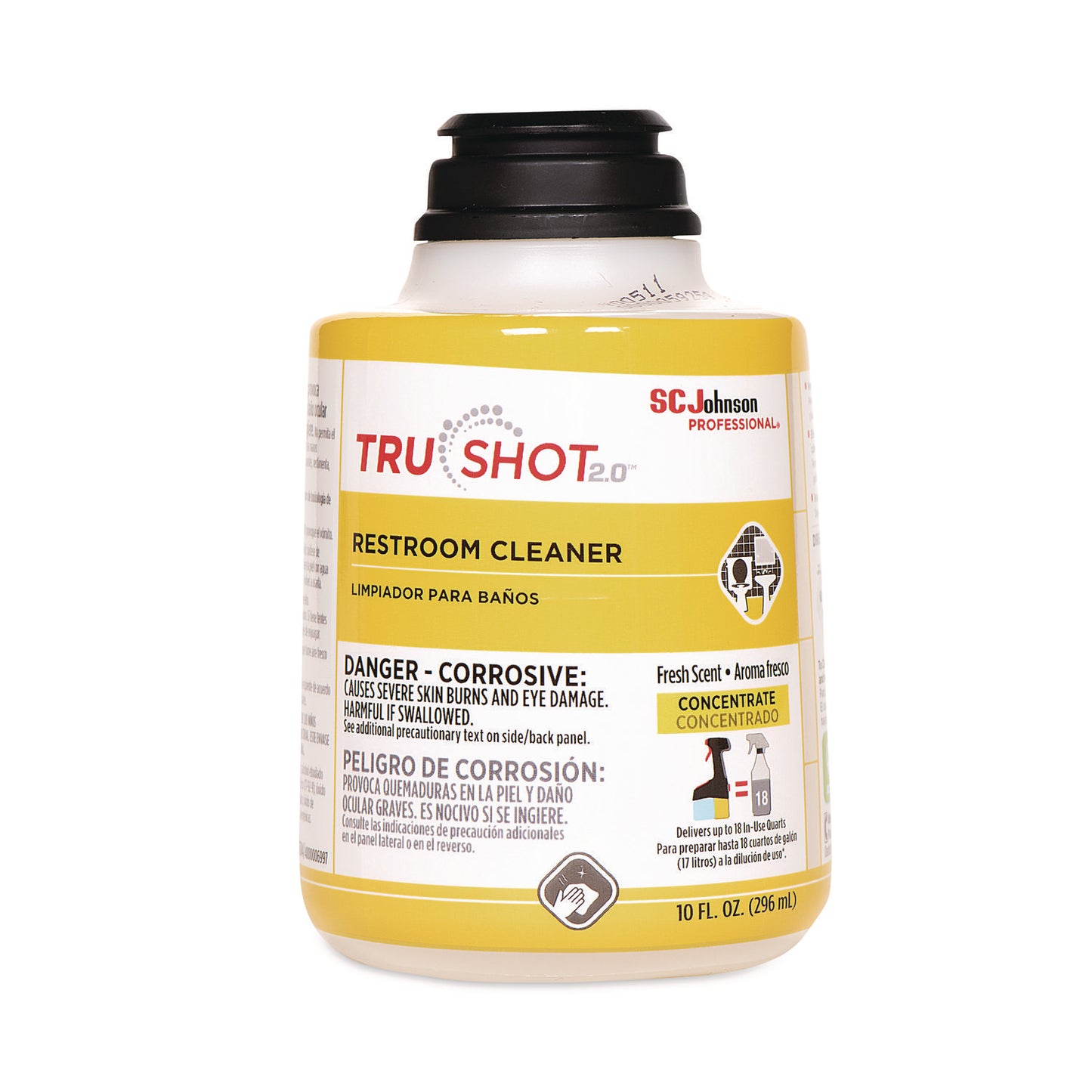 SC Johnson Professional TruShot 2.0 Restroom Cleaner, Clean Fresh Scent, 10 oz Cartridge, 4/Carton (315384)