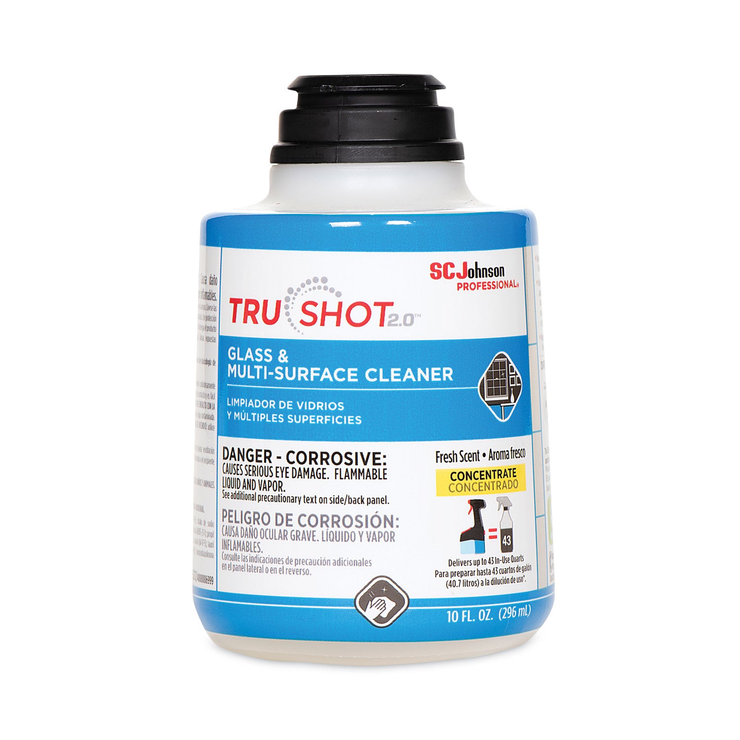 SC Johnson Professional TruShot 2.0 Glass and Multisurface Cleaner, Clean Fresh Scent, 10 oz Cartridge, 4/Carton (315272)