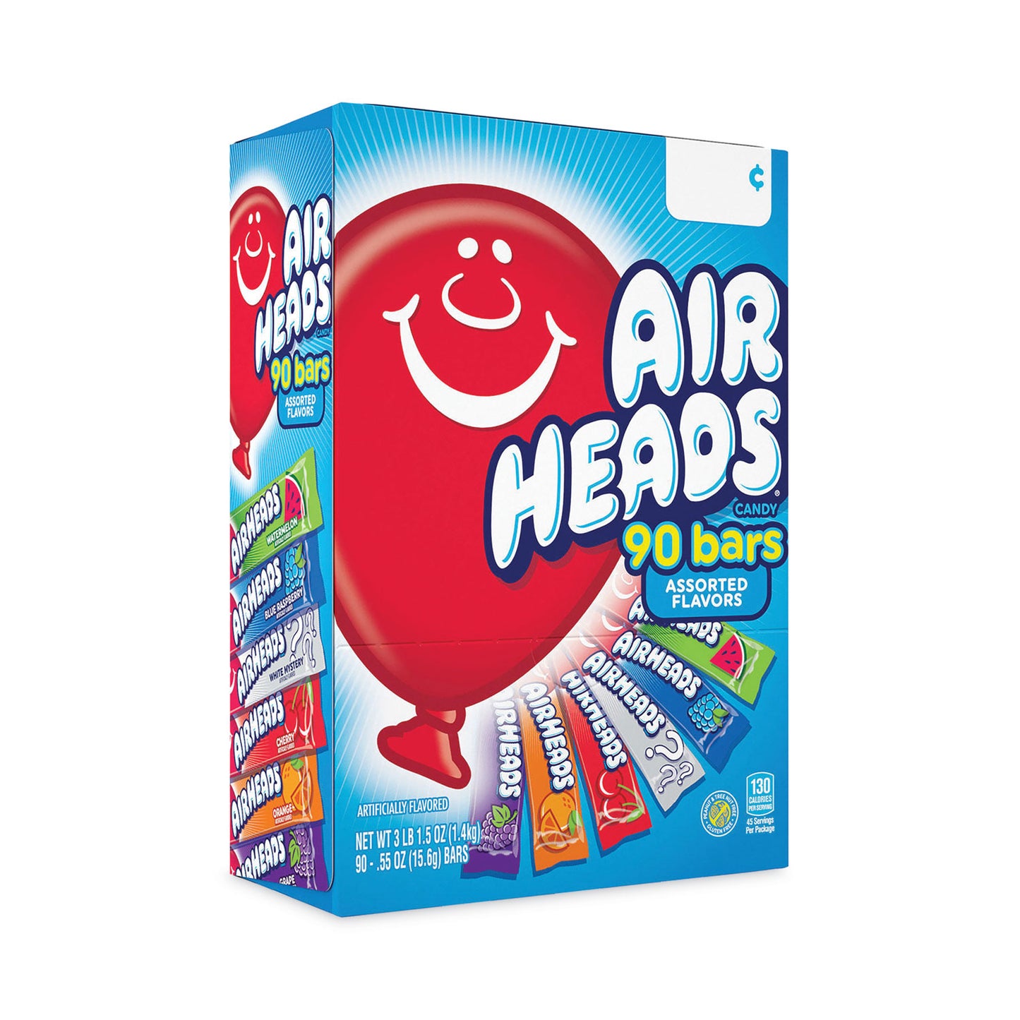 Airheads Variety Box, Assorted Flavors, 0.55 oz Bar, 90/Carton (22000705)