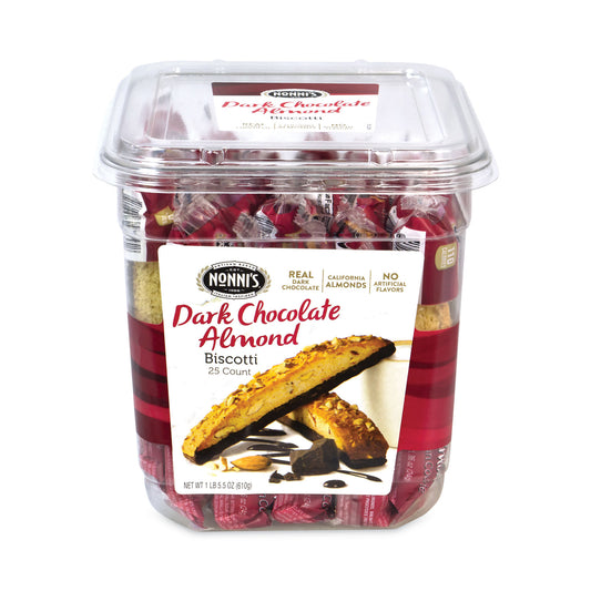 Nonni's Biscotti, Dark Chocolate Almond, 1 lb 5 oz Tub, 25 Pieces/Tub, 1 Tub/Carton (30700123)