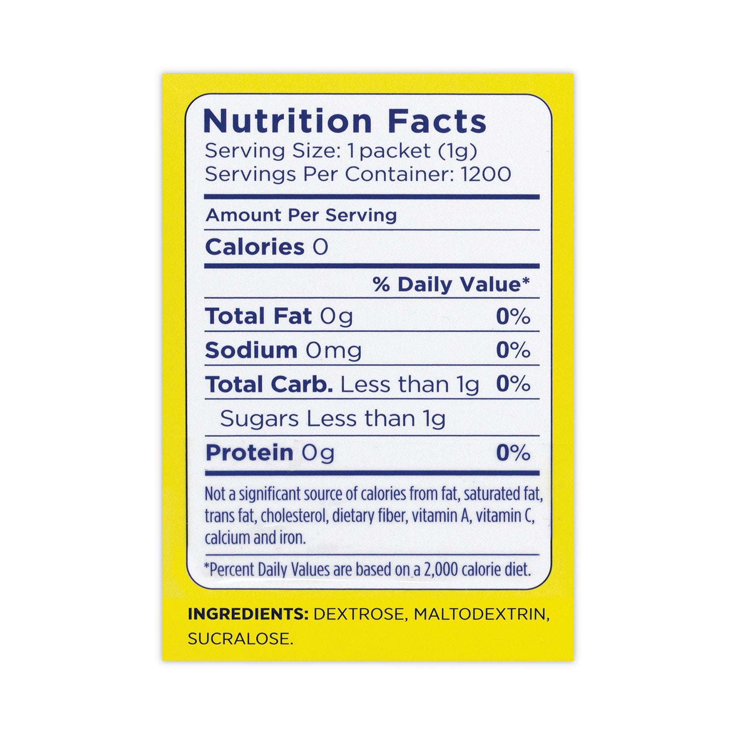 Splenda No Calorie Sweetener Packets, 1 g, 1,200/Carton (22000459)