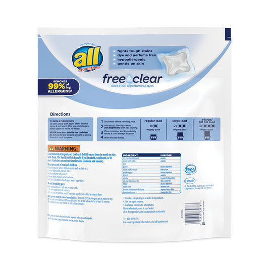 All Mighty Pacs Free and Clear Super Concentrated Laundry Detergent, 39/Pack (73978EA)