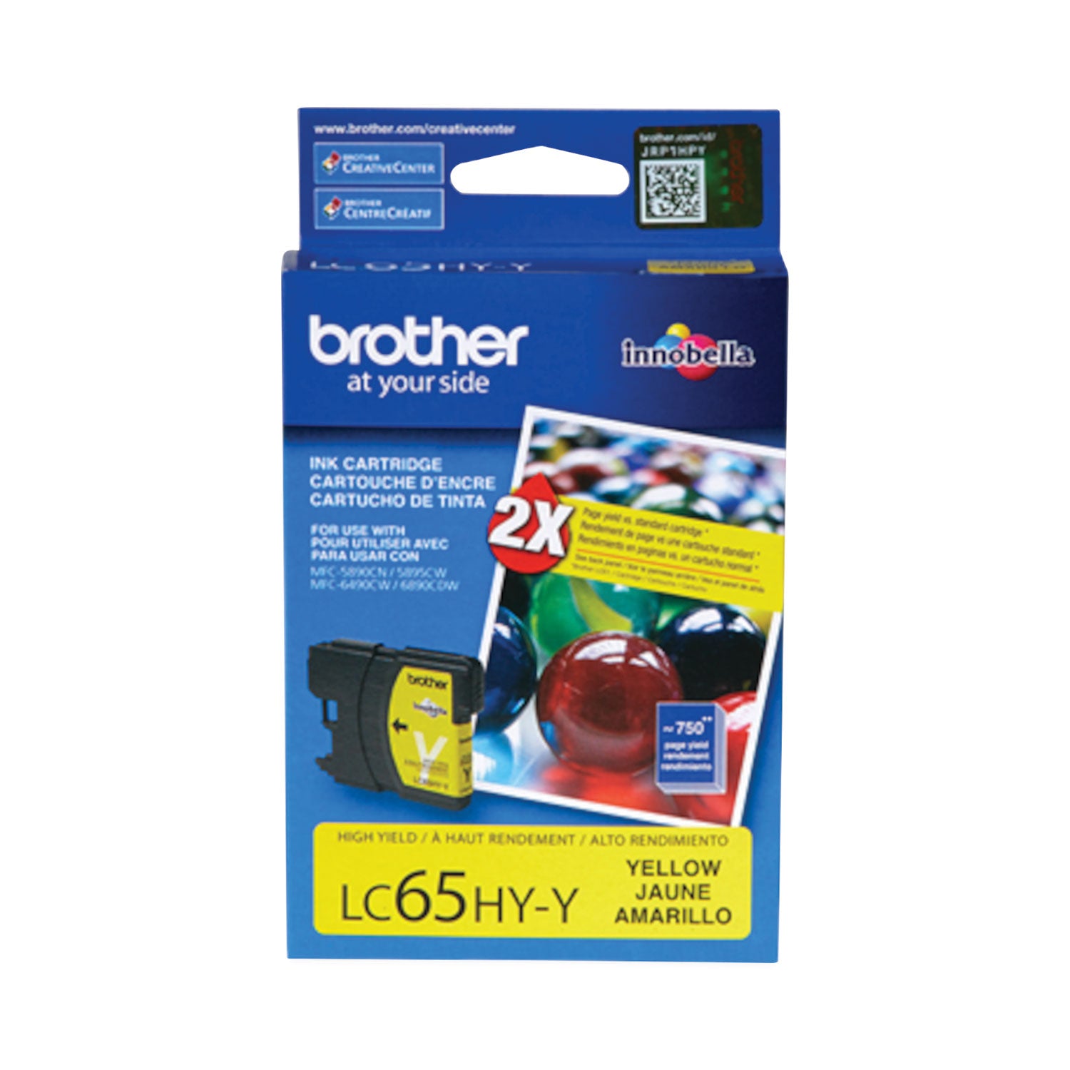 Brother LC65HYC Innobella High-Yield Ink, 750 Page-Yield, Cyan