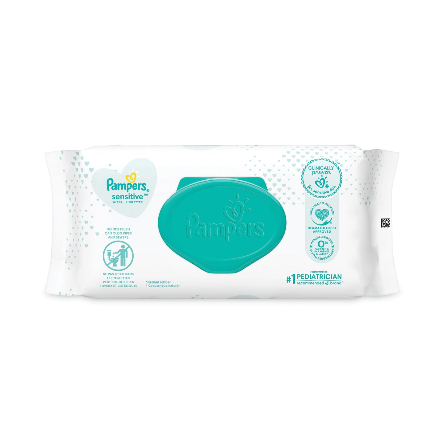 Pampers Sensitive Baby Wipes, 1-Ply, 6.8 x 7, Unscented, White, 56/Pack, 8 Packs/Carton (87076)