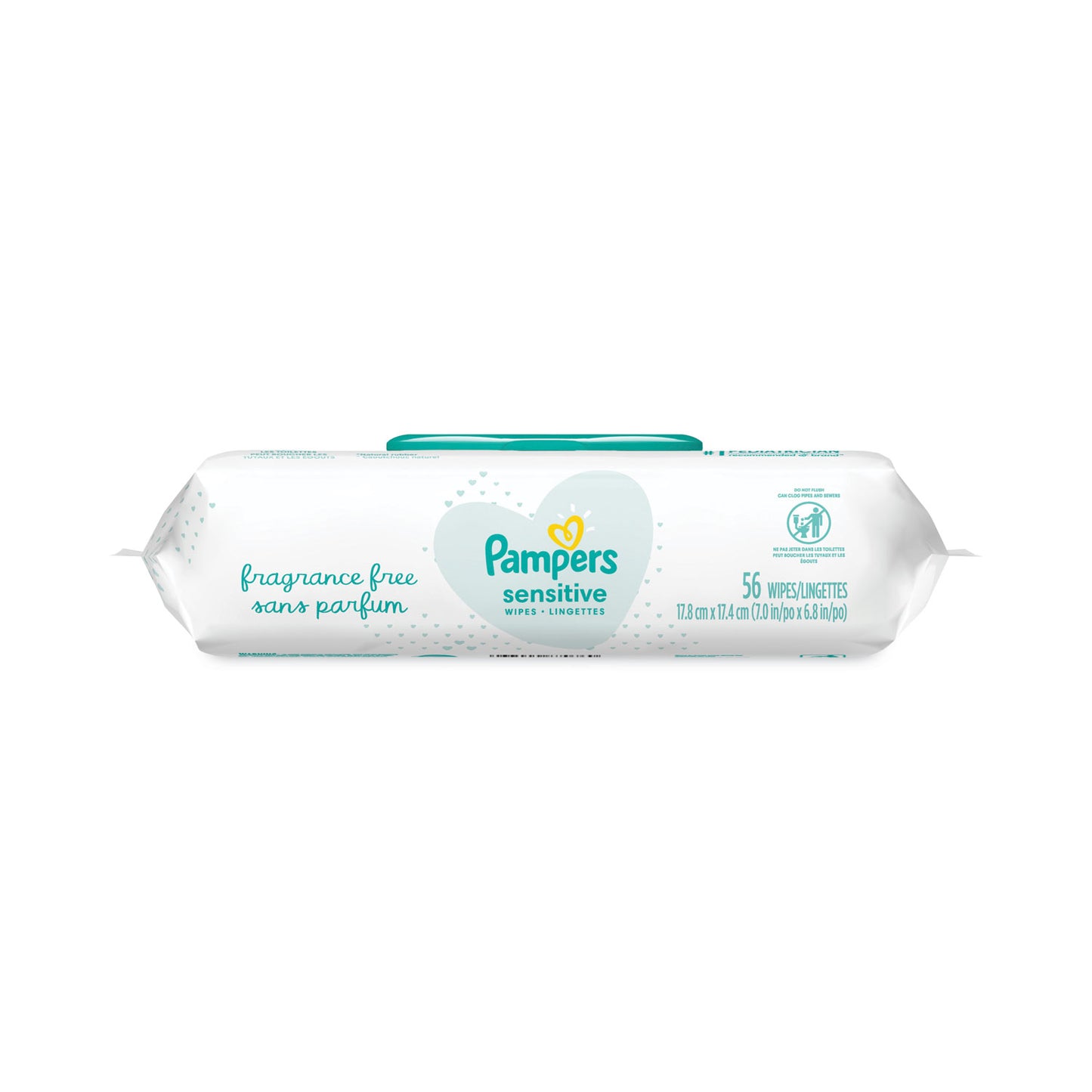 Pampers Sensitive Baby Wipes, 1-Ply, 6.8 x 7,  Unscented, White, 56/Pack (87076EA)