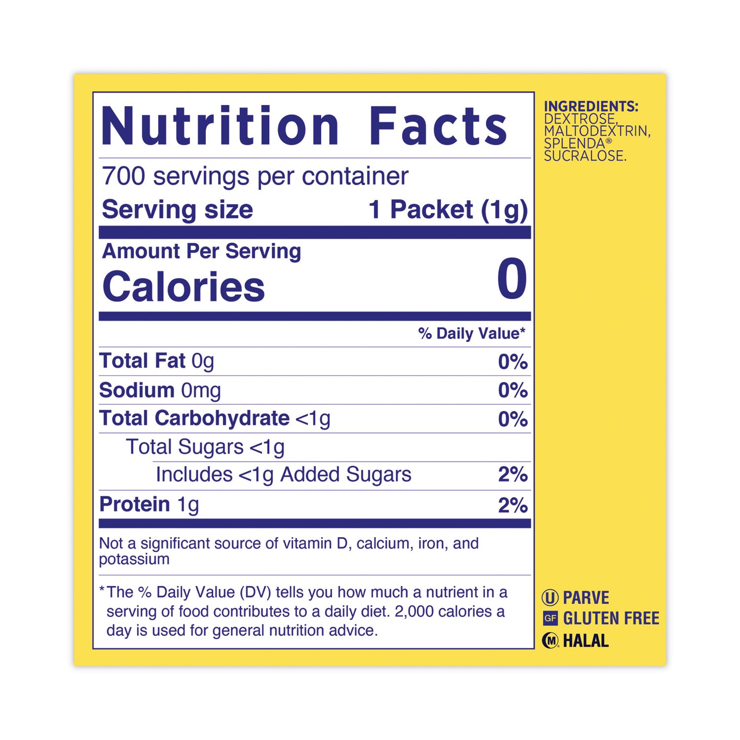 Splenda No Calorie Sweetener Packets, 700/Box (200094)