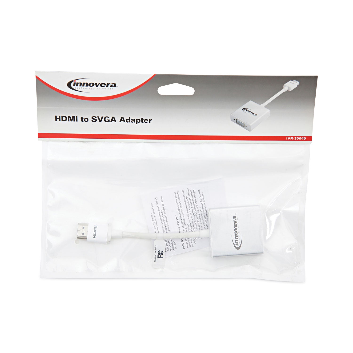 Innovera HDMI to SVGA Adapter, 6", White (30040)