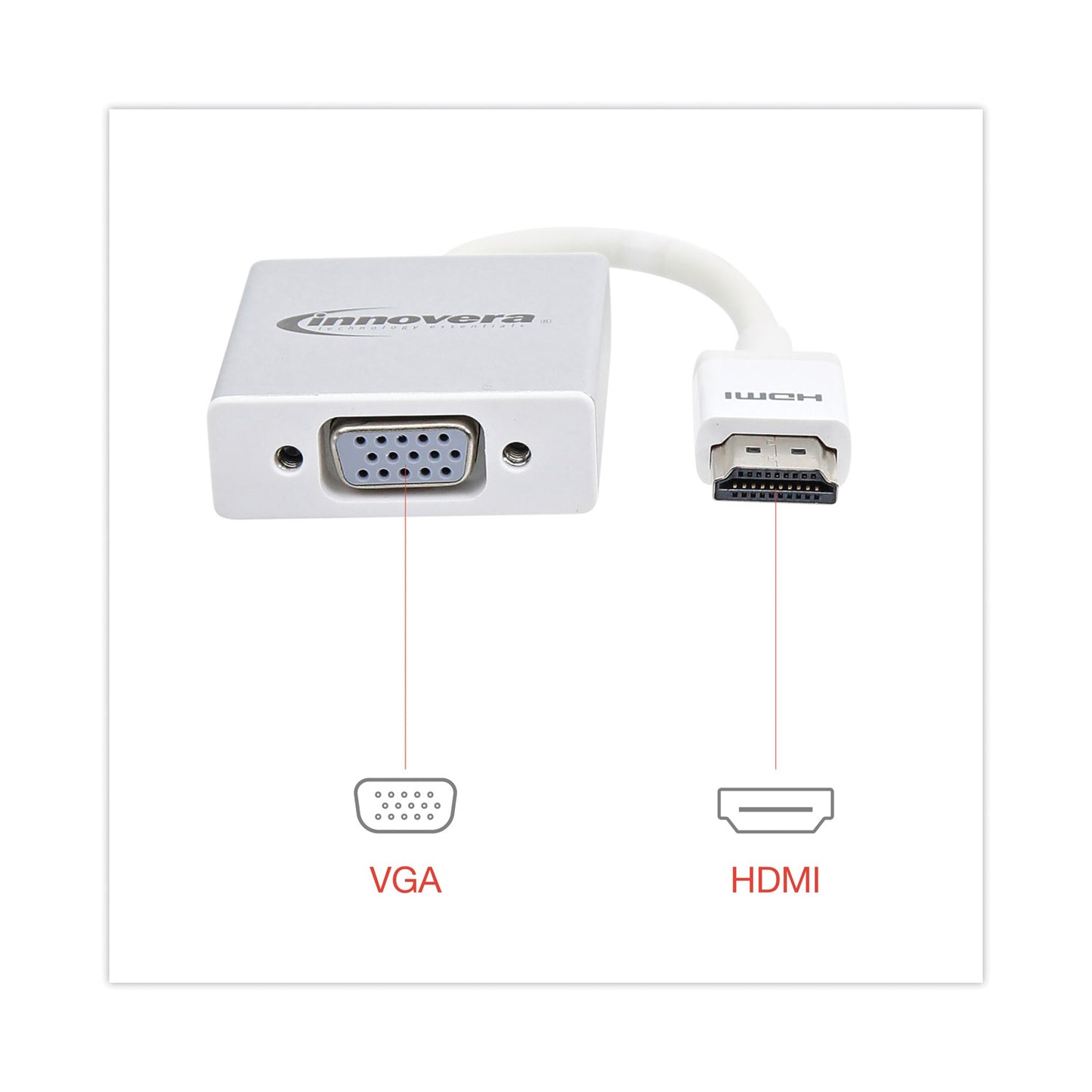 Innovera HDMI to SVGA Adapter, 6", White (30040)