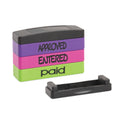 Trodat Interlocking Stack Stamp, APPROVED, ENTERED, PAID, 1.81" x 0.63", Assorted Fluorescent Ink (8802)