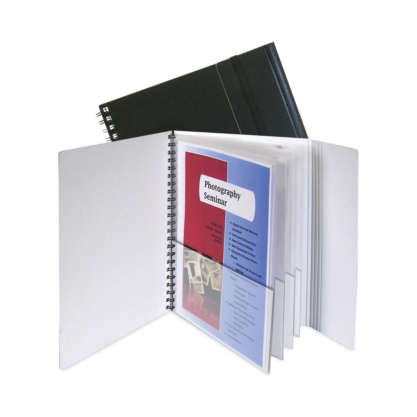 C-Line Eight-Pocket Portfolio with Security Flap, Polypropylene, 8.5 x 11, Black/White (32881)