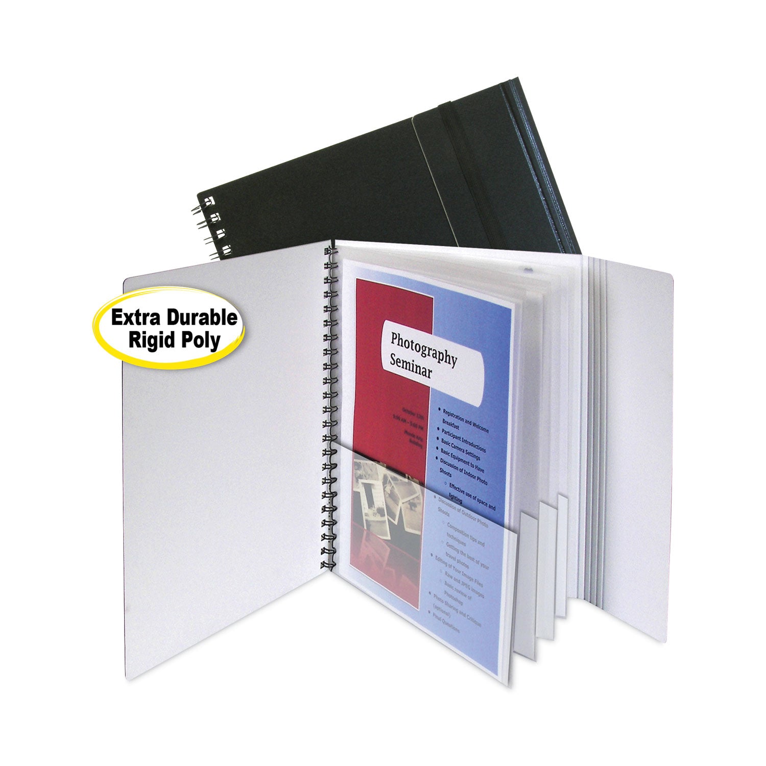 C-Line Eight-Pocket Portfolio with Security Flap, Polypropylene, 8.5 x 11, Black/White (32881)