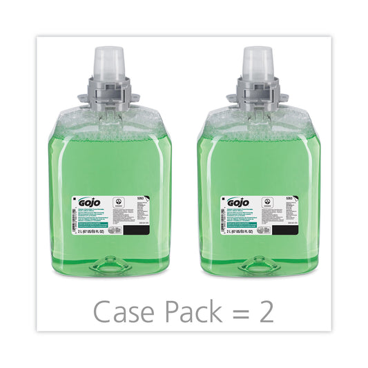 GOJO Green Certified Foam Hair and Body Wash, Cucumber Melon Scent, 2,000 mL, 2/Carton (526302)