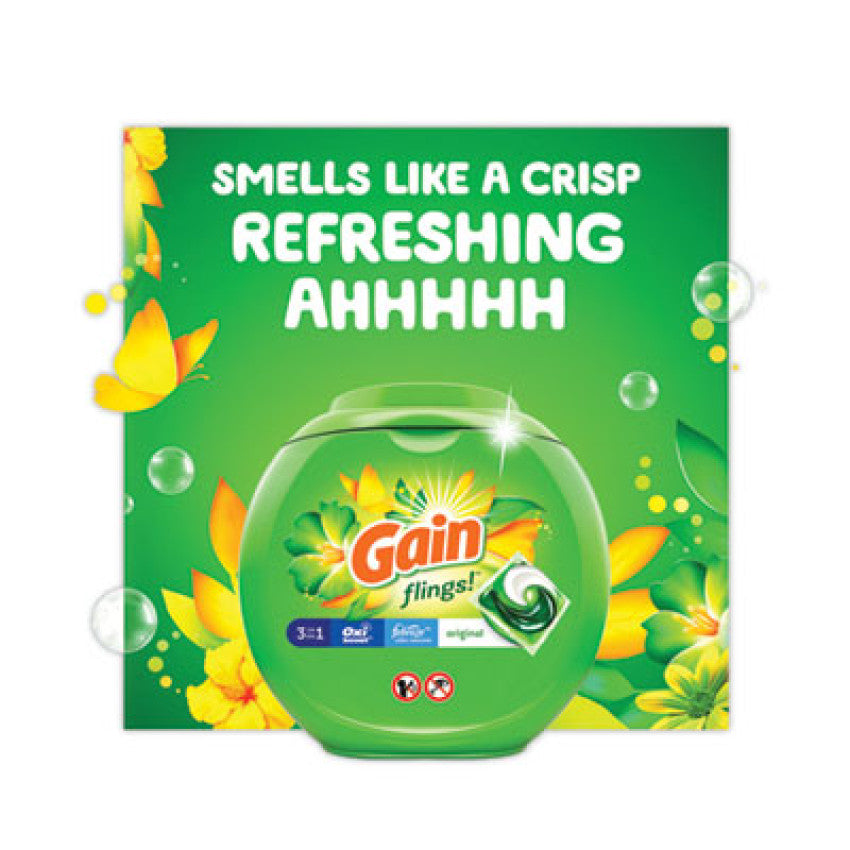 Gain Flings Detergent Pods, Orginal, 81 Pods/Tub (91792EA)