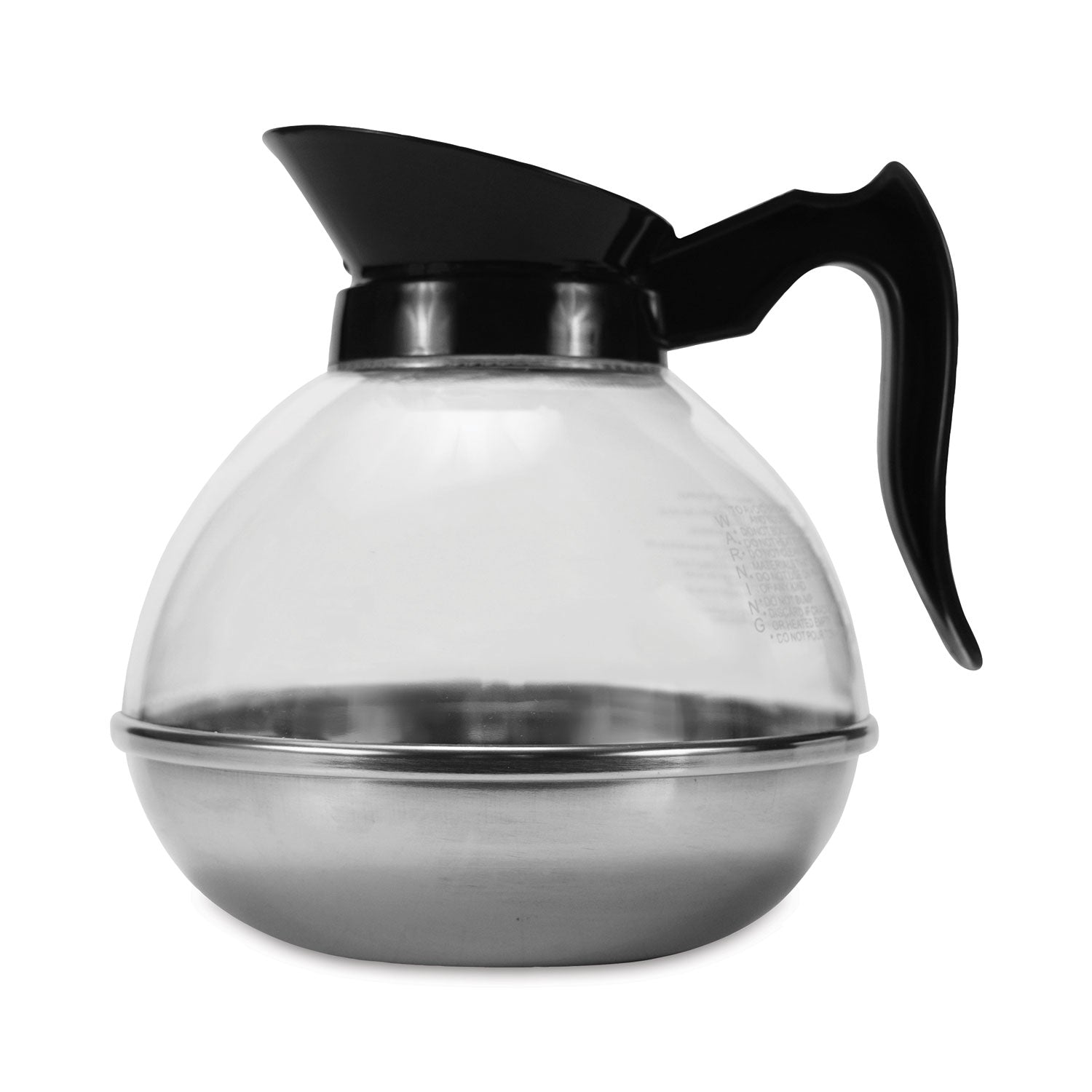 Coffee Pro Unbreakable Regular Coffee Decanter, 12-Cup, Stainless Steel/Polycarbonate, Black Handle (CPU12)