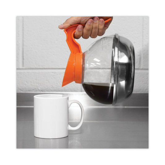 Coffee Pro Unbreakable Decaffeinated Coffee Decanter, 12-Cup, Stainless Steel/Polycarbonate, Orange Handle (CPU13)