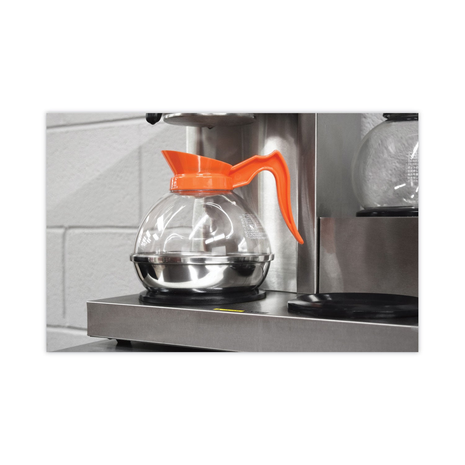 Coffee Pro Unbreakable Decaffeinated Coffee Decanter, 12-Cup, Stainless Steel/Polycarbonate, Orange Handle (CPU13)